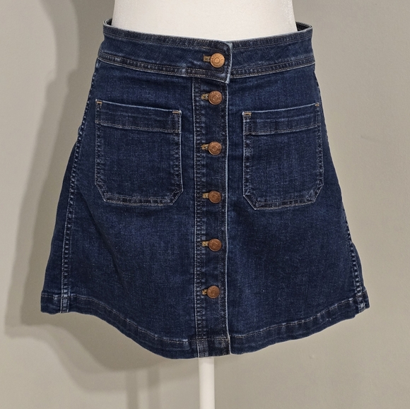 Madewell Stretch A-Line Mini Skirt In Salisbury Wash: Patch Pocket Women's Sz 0 - Picture 3 of 13
